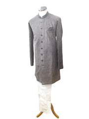 Bullet Grey with Self Sequins Fully Embroidered  Soft Sherwani Set - UK Stock - 24h Dispatch - Spark20 JY 0324