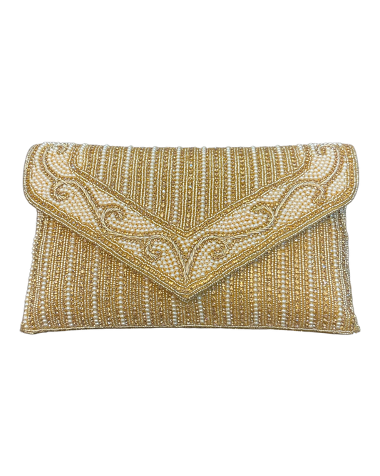 Gold - Rich Hand Embroidered Clutch Bag / Handbag -Bollywood / Weddings - MJ061 06KP26
