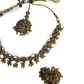 Peach - Medium Size Antique Gold Finish Necklace Set with Earrings & Head Piece - RAK436 04A26