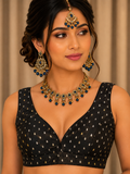 40" / UK 14 - Black - Silky Designer Saree blouse with cups,  Sleeveless - UK Stock - Quick Delivery - RNK - R717 KV