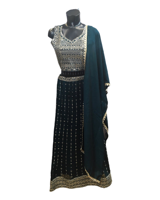 Teal Blue Lehenga Set - Size 12(38") - UK Stock - 24h Dispatch - KTC2411 VR0124