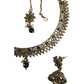 Green - Small - Antique Gold Finish Necklace Set with Earrings - DAJ298 C 0724