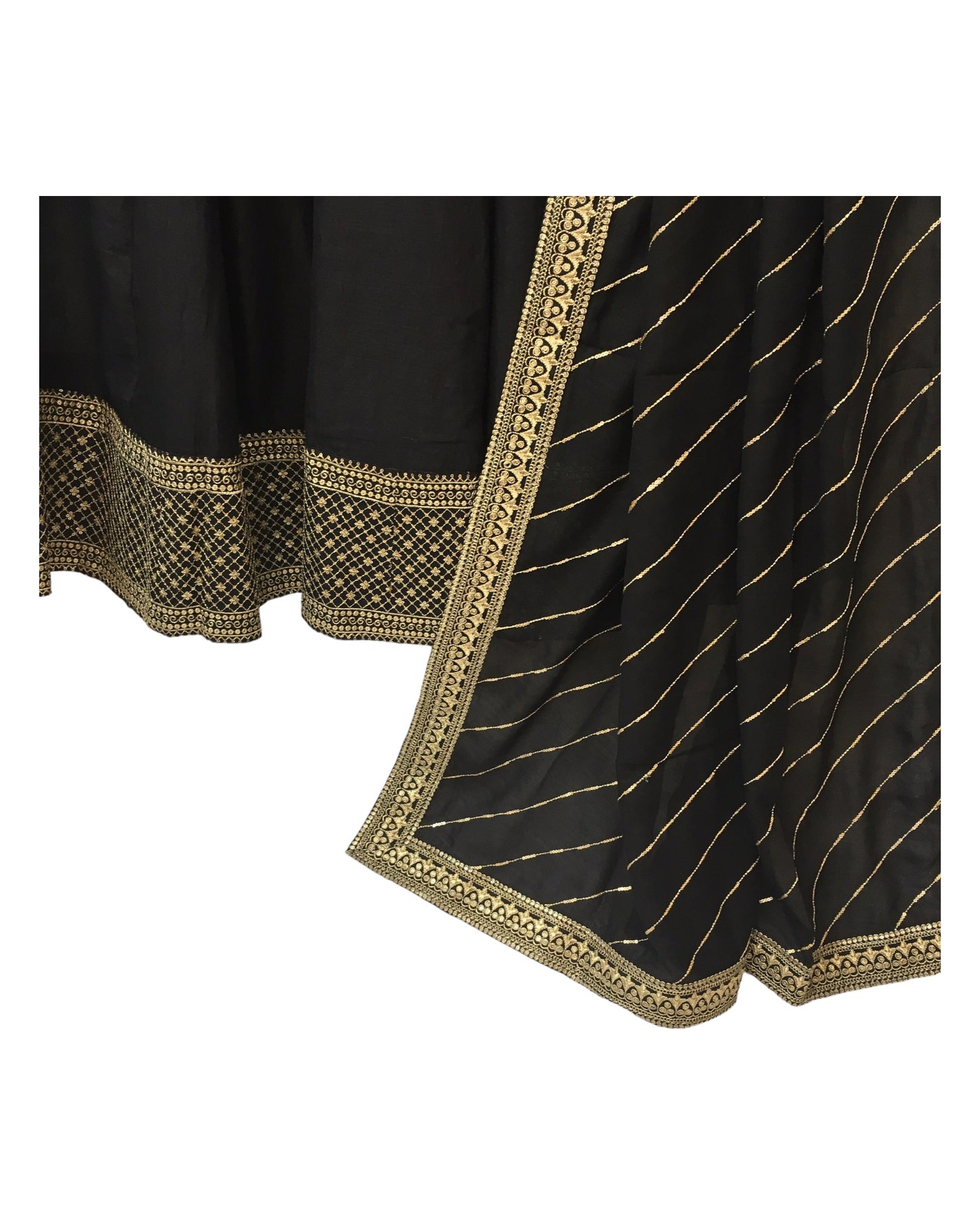 Black - Silky Lehenga Set - Weddings ,Bridesmaids, Sangeet,  Henna, Haldi - 24h Dispatch - AF2414 TT 0624