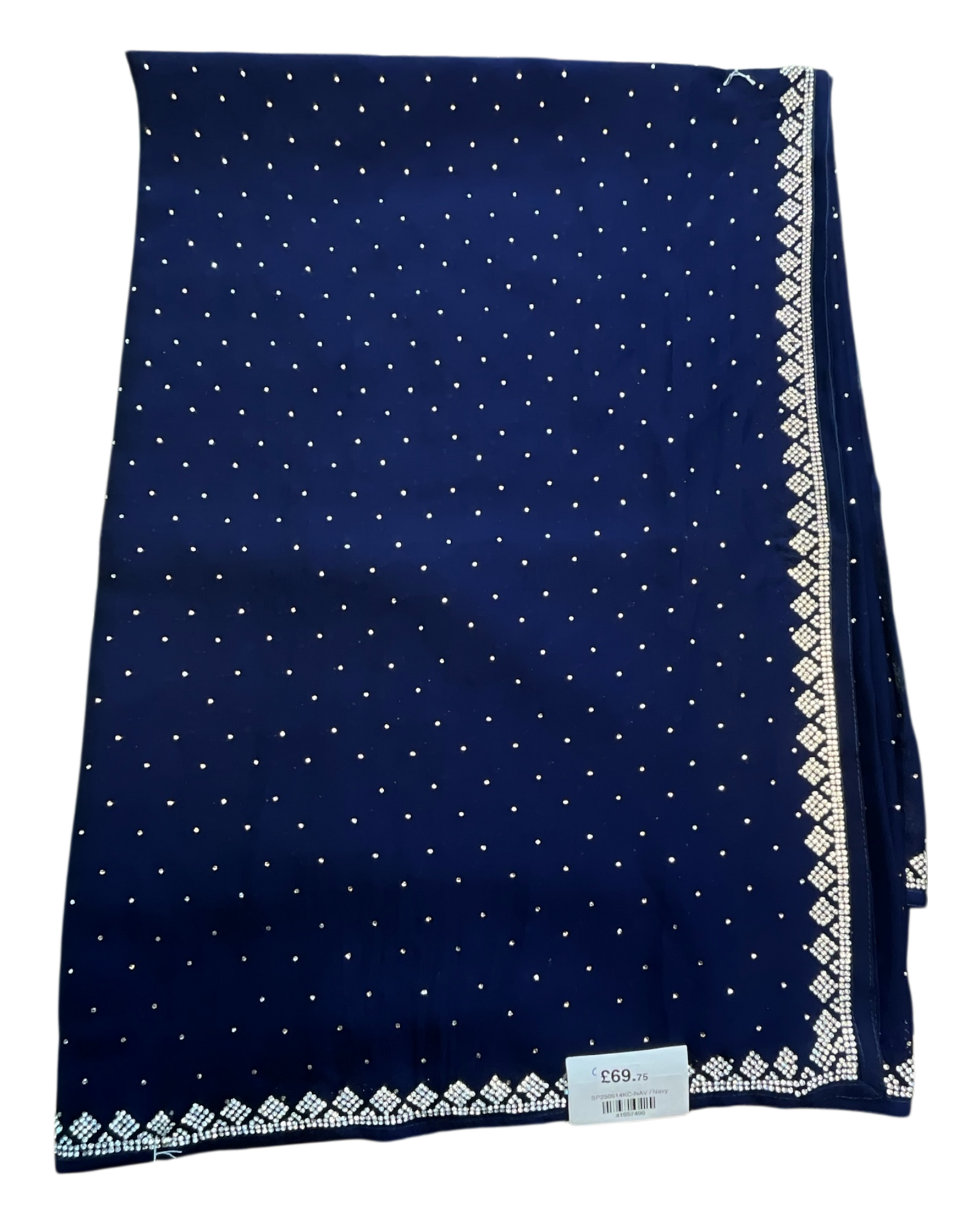 Navy Blue - Fancy Embroidered Saree with Blouse Piece - UK stock - 24hr Dispatch - SP250614 KC