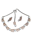 Designer American Diamond Style Oxydised Finish Medium Size Necklace Set with Earrings - AE2426 1KP24