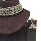 Black - Medium Size Antique Gold Finish Choker Necklace Set with Earrings - RAK149  C 0424
