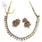 Peach - Small - Antique Gold Finish Necklace Set with Earrings - AE2405 C 0724