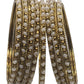 Gold / Pearl - Set of 8 Stone Bangles - Antique Gold Finish - JAN5310 Kp 0923