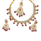 Fuchsia Pink - Large Size Antique Gold Finish Necklace Set with Earrings & Tika (Head Piece) - UK Stock - JIG86 08C25