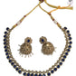 Navy Blue - Small - Antique Gold Finish Necklace Set with Earrings - AE2403 C 0724