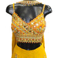 Haldi Yellow - Designer Ladies Short Top Palazzo Trousers Suit - Size 12 (38") - VMK POOJA CP