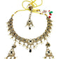 Navy Blue - Medium Size Antique Gold Finish Necklace Set with Earrings & Tika Head piece - SAJ04  08C25