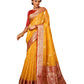 Orange with Red border - Handloom  - Cotton Silky Banarasi Saree with Blouse Piece - RP84004 10KP25