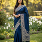 Petrol Blue - Classic Saree with Thread / Stone Work and Blouse Piece - UK stock - 24hr Dispatch - RS2506 VP