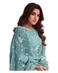 Light Blue - Simple / Classy Silky Ladies Indian Salwar Suit with Rich Dupatta - Available in Sizes 12 & 18 - VF69092 VR 0924