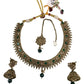 Green - Medium - Antique Gold Finish Necklace Set with Earrings - DAJ531 KY 0724
