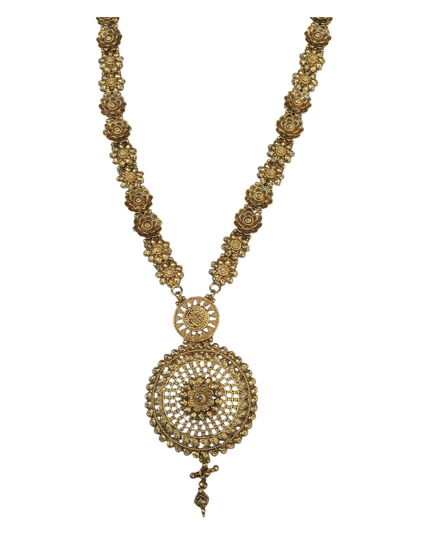 Gold - Gold Finish Long Necklace set - Bollywood - Weddings - AE2417 11KV24