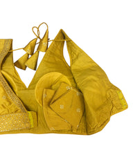 Yellow - Dupion Silky Saree / Lehenga blouse - 38