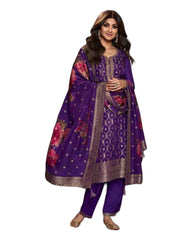 Purple - Simple / Classy Silky Ladies Indian Salwar Suit with Rich Dupatta - VAT1321 VP 1123