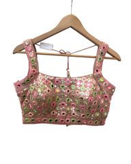 Baby Pink - Mirror Work Chiffon Designer Lehenga Set - UK Stock - 24h Dispatch - JaiSudha KYY 0124