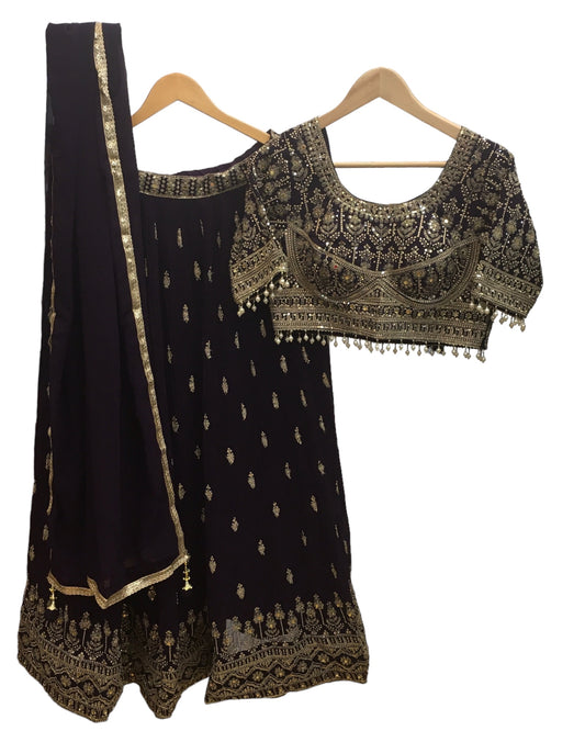Wine Ready Made Lehenga Set - Size 12 - 38"(Loosen up tp 16) ) UK Stock - 24h Dispatch - KTC2430  JA 0324