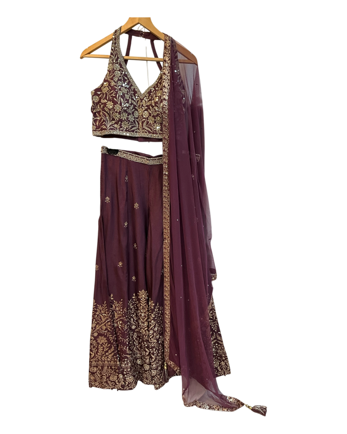 UK 12 / 38" - Wine - Designer Ladies Indian Short Top Palazzo Trousers Suit - UK Stock - 2/3 days delivery - VMK COBRA CY