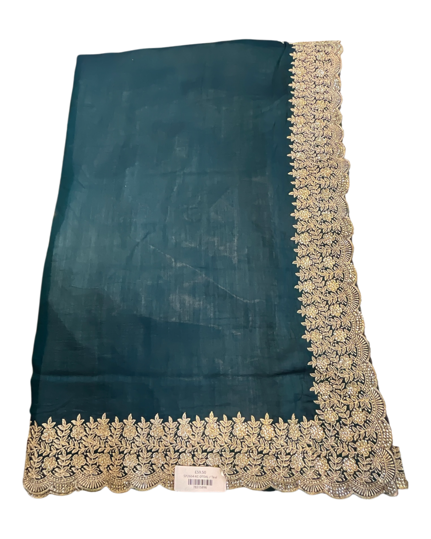 Dark Teal - Fancy Party Saree with Blouse Piece - UK stock - 24hr Dispatch - SP2604 KC
