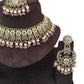 Pink - Large Size Antique Gold Finish Necklace Set with Earrings - RAK501  KC 0424