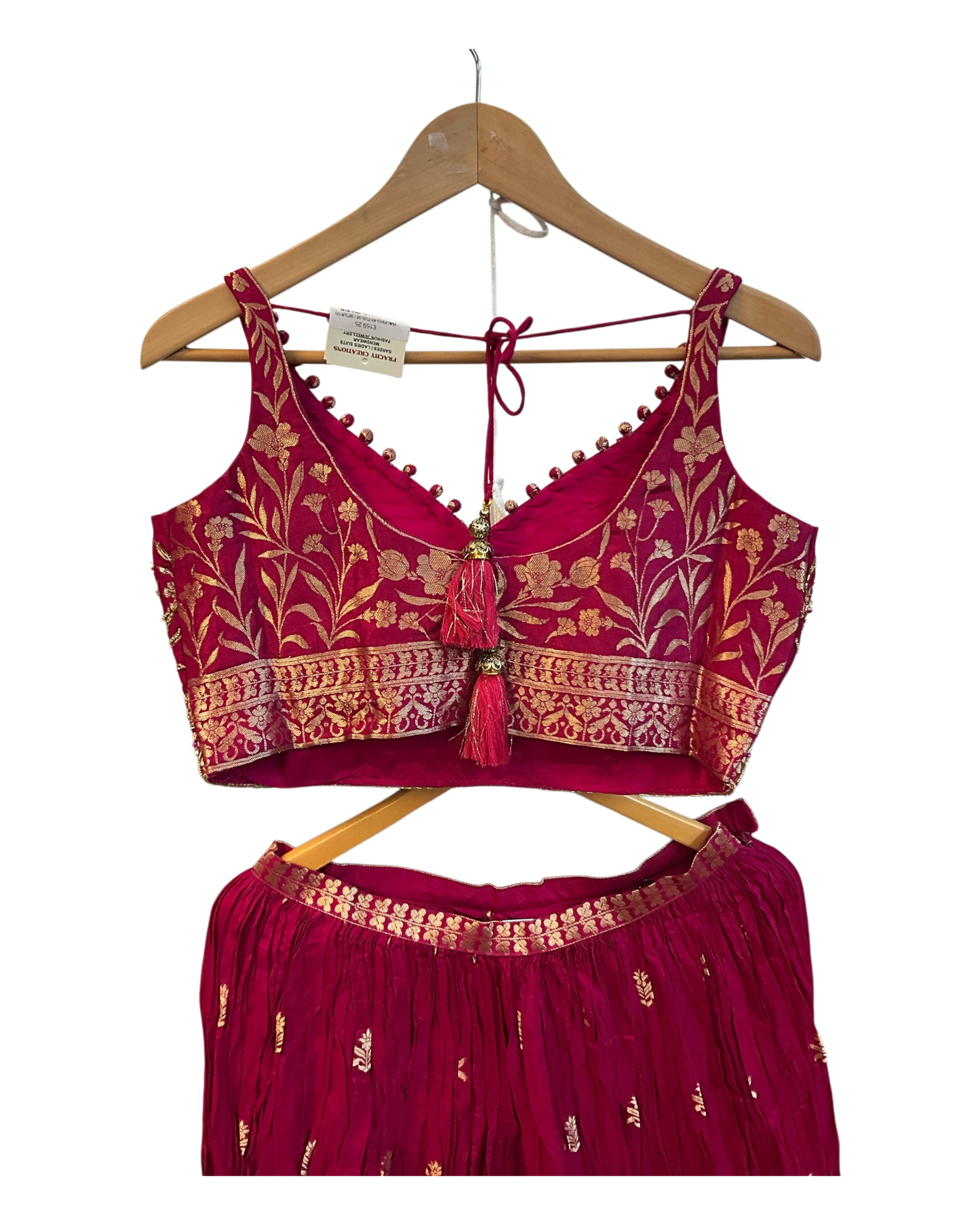 Magenta Fuchsia Pink - Designer Ladies Short Top Palazzo Trousers Suit - Size 10/12 (36"/38") - VMK PIHU AY