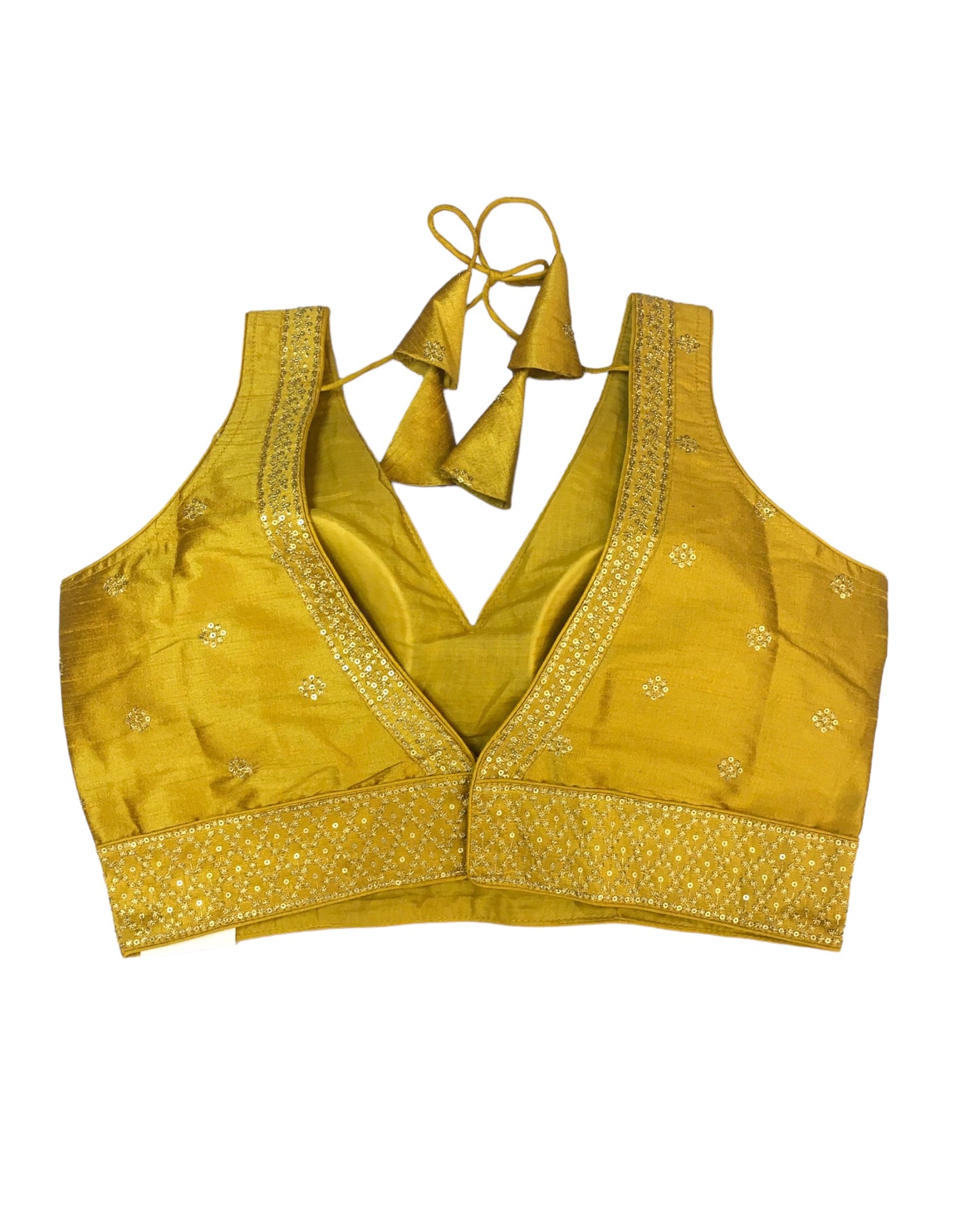 Yellow - Dupion Silky Saree / Lehenga blouse - 38" Bust (UK 12) Can be let out to size 16  - AF2406 H 0324