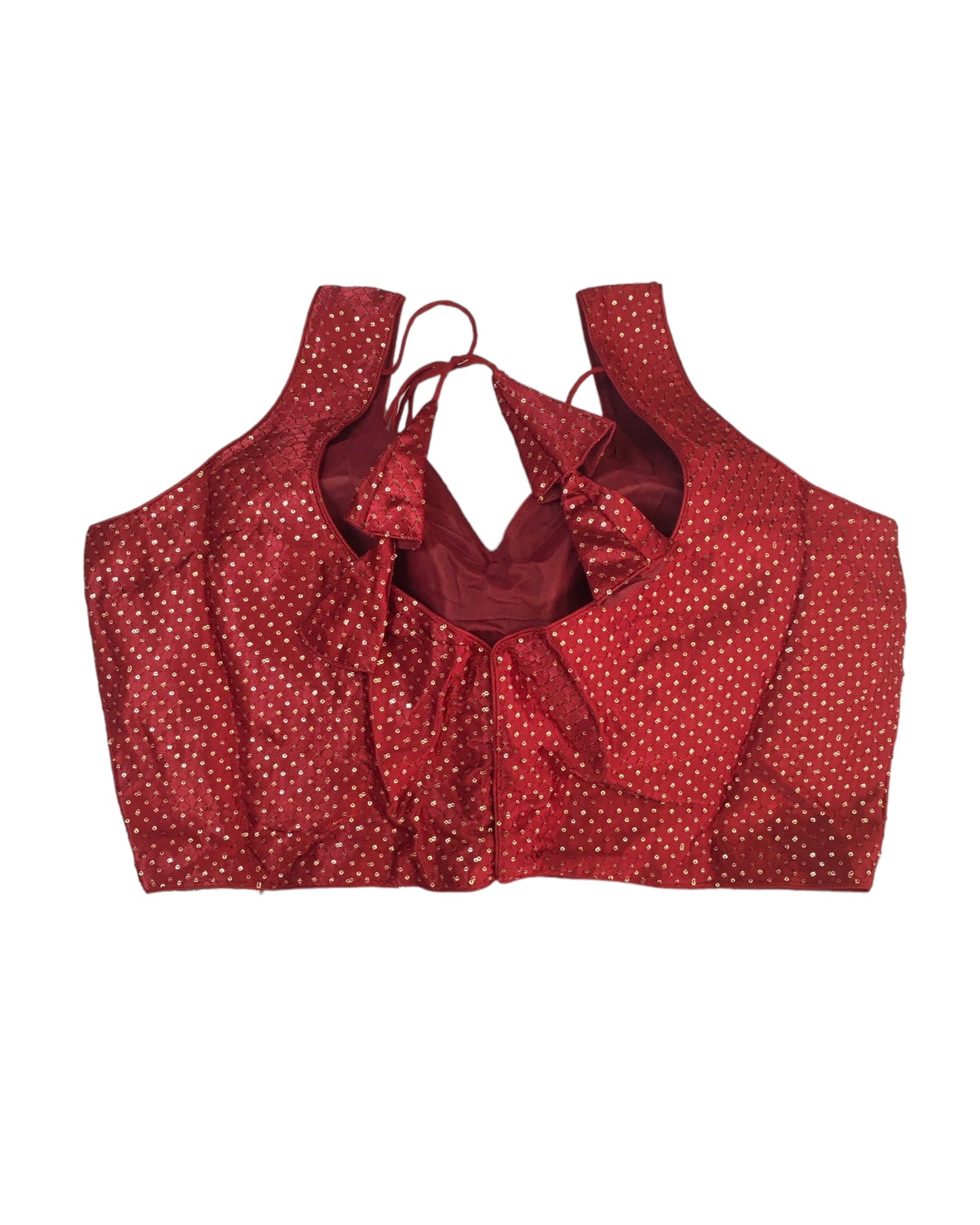 Maroon - Gaji Sequins Silky Saree / Lehenga blouse - 38" Bust (UK 12) Can be let out to size 16  - AF2407 KY 0324