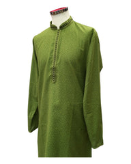 Mehendi / Henna Green - Mens Linen Printed Kurta Set - Ideal for Henna / Mehndi / Weddings SHU2403 KR 0224