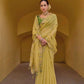 Yelllow - Chiffon Saree with Fancy Ready made Blouse - TAT6904 TA 0624