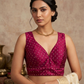 40" / UK 14 - Magenta / Rani - Silky Designer Saree blouse with cups,  Sleeveless - UK Stock - Quick Delivery - RNK - R717 KV