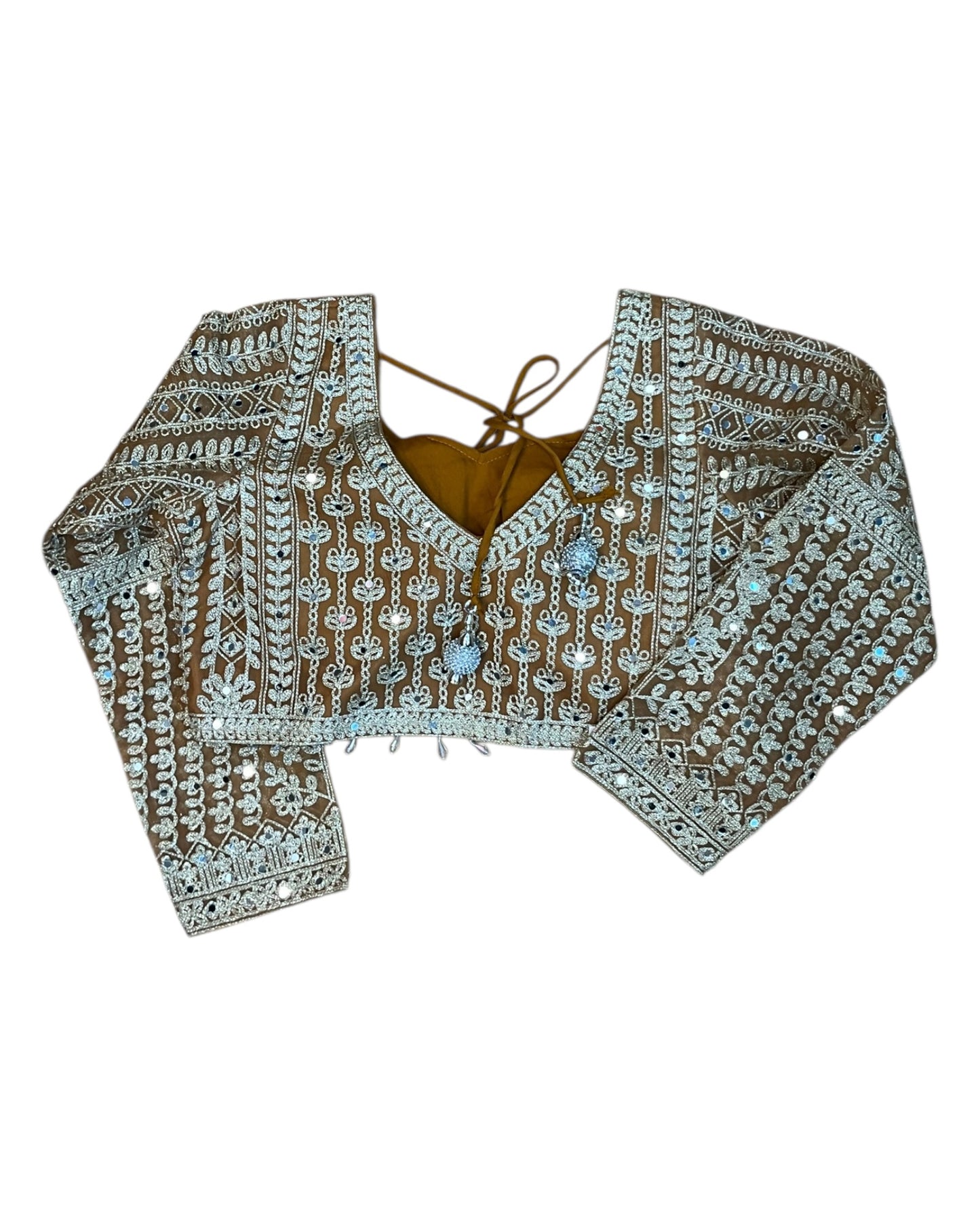 Full Mirror Work Gold Lehenga Set - Size 12 (38") - UK Stock - 24h Dispatch - KTC250655 JJ