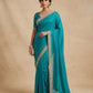 Turquoise Blue - Saree with Thread / Stone Work and Blouse Piece - UK stock - 24hr Dispatch - SP2612 KR