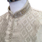Cream / Gold Handloom Banarasi Mens Kurta Set - UK Stock - 24h Dispatch - KCS241003 VA 0223
