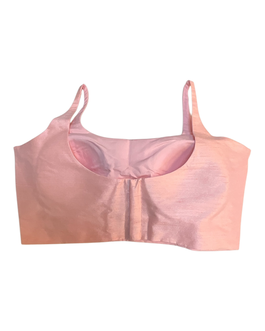 40" / UK 14 - Baby Pink - Silky Designer Saree blouse with cups,  Sleeveless - UK Stock - Quick Delivery - RNK - R651-H