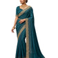 Petrol Blue - Saree with Thread / Stone Work and Blouse Piece - UK stock - 24hr Dispatch - SP2612 KR
