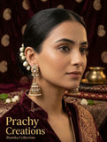 Gold - Royal Teardrop Kundan & Pearl Jhumka Earrings - 6JE06 10Pp26