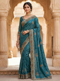 Light Blue - Fancy Party Saree with Blouse Piece - UK stock - 24hr Dispatch - SP2610 VK