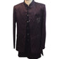 Dark Wine - PREMIUM Slim Fit Mens Self Brocade BandhGala / Prince / Chinese Collar Jacket with Long Waistcoat - Fantastic Fit - CS2505 01PY25