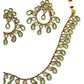 Sea Green - Small Size Antique Gold Finish Necklace Set with Earrings - Bollywood - AE2519 08C25