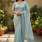 Sea Green - Chiffon - Party Wear Embroidiered Saree with Blouse Piece - SP250407 VT 0425