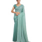 Sea Green - Crepe Chiffon  - Diamante Border Saree with Blouse Piece - DAZ56003 VY 0425