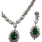 Green - Medium - Silver Finish Necklace Set with Earrings - AE2406 A 0724