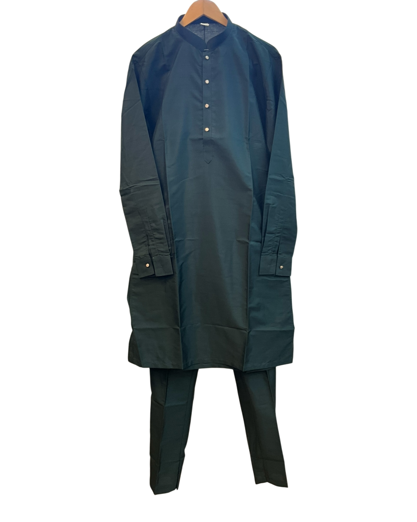 Bottle Green - Plain Silky Mens Indian Kurta set with Trousers - UK Stock - Weddings / Walimas , Sangeet, Diwali, Eid, Mehndi / Henna - EM66 05KJ26