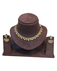 Pink - Small Size Antique Gold Finish Necklace Set - AE2504 R 0525