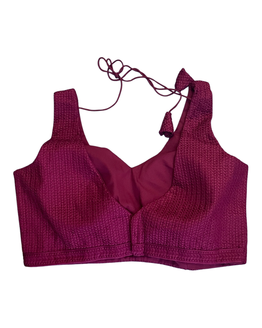 Size 40" / UK 14 - Maroon - Sleevless Saree blouse with cups - UK Stock - With Margin inside - VAM1301 - KY