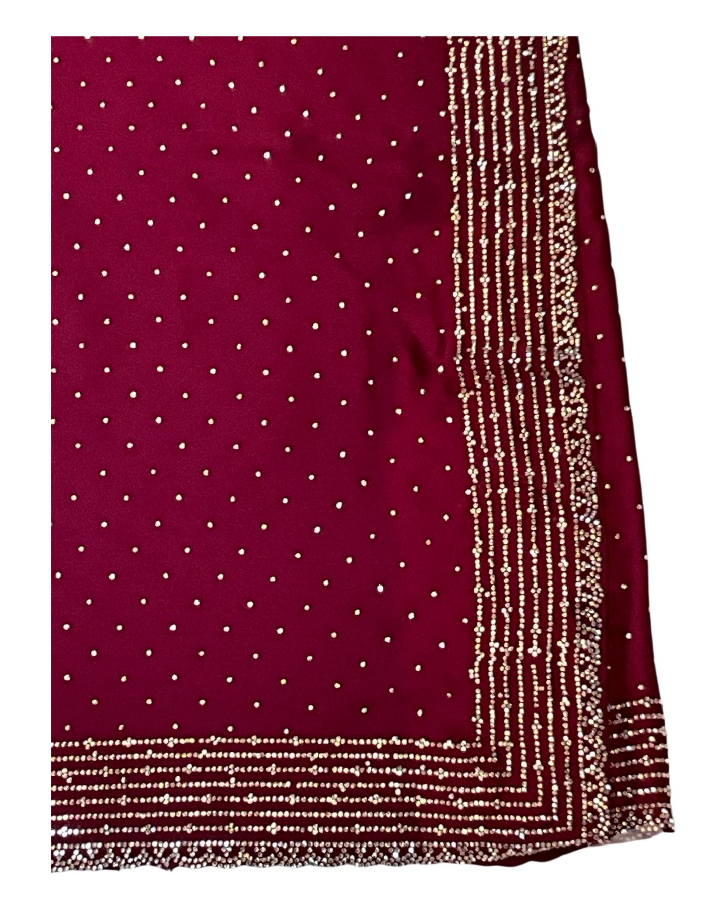 Magenta - Classic Satin Crepe Saree with Stone Work and Blouse Piece - UK stock - 24hr Dispatch - RS2531 VY